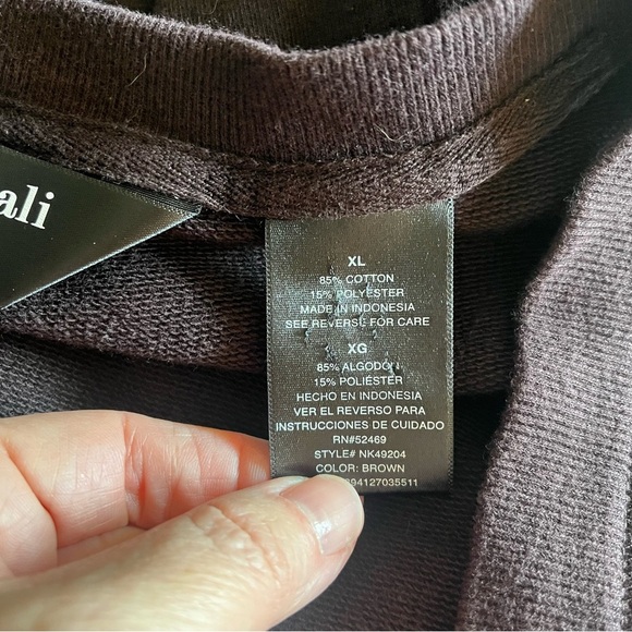 Norma Kamali Tunic Dress Size XL Brown Sweatshirt Mini Sleeveless V-Neck - Picture 10 of 11